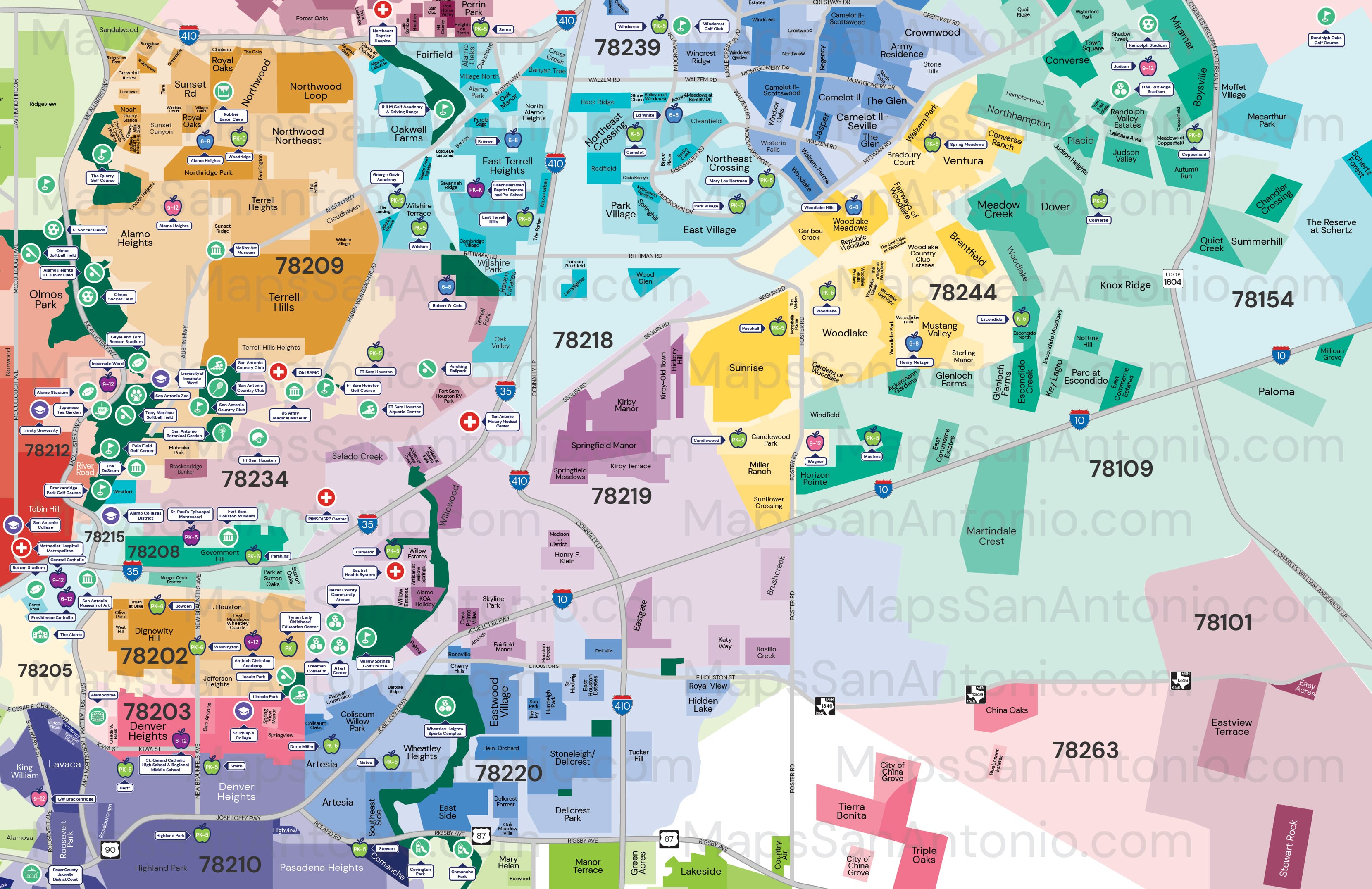 Central San Antonio TX Neighborhood Map Maps Of San Antonio